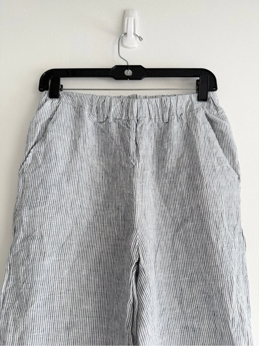 New! Quince Blue Pinstripe 100% European Linen Pants Size XS 8901